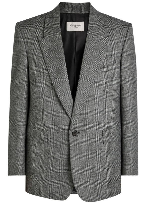 Photo: Saint Laurent Checked Wool Blazer Black