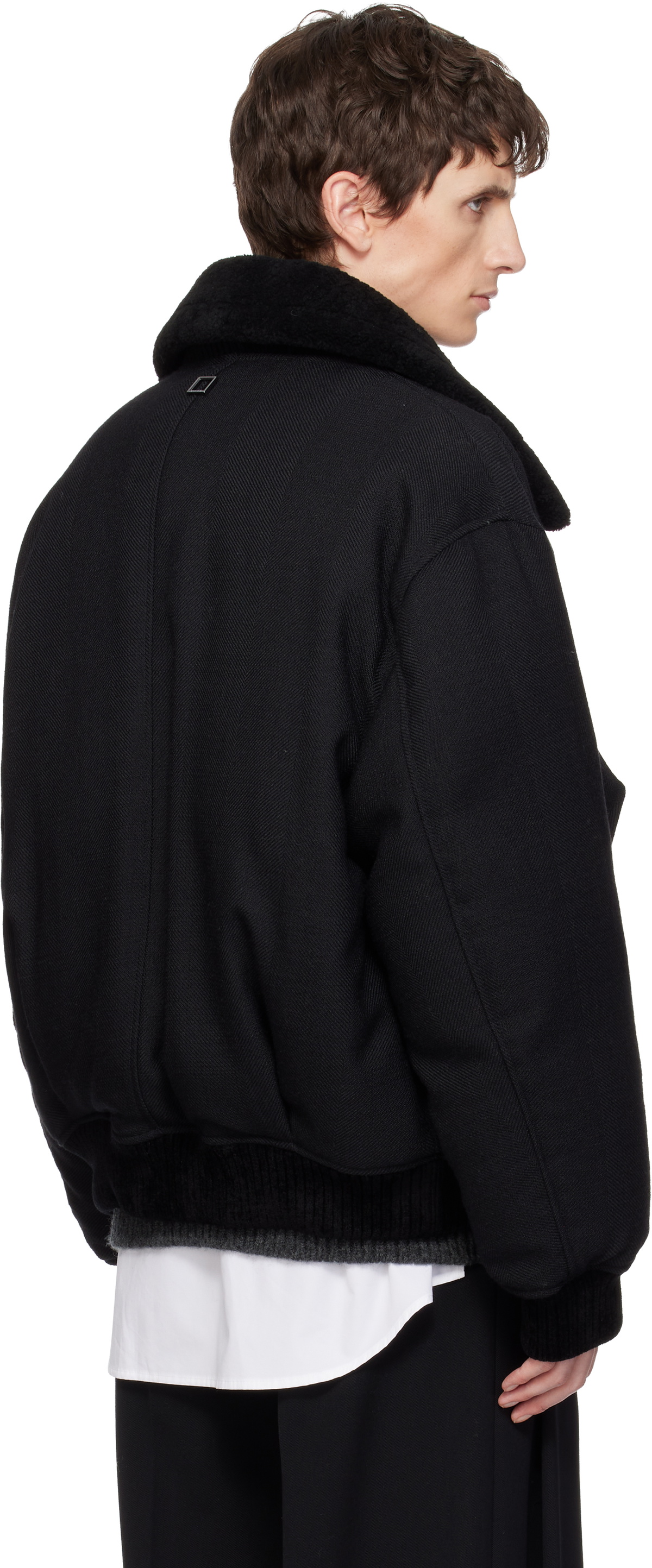 WOOYOUNGMI Black Herringbone Goose Down Jacket