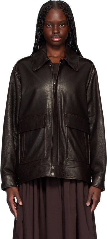Photo: Nour Hammour Brown Drey 'The It Girl' Leather Jacket