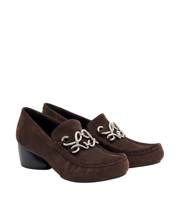 Photo: Loewe Dive Double L suede loafer pumps