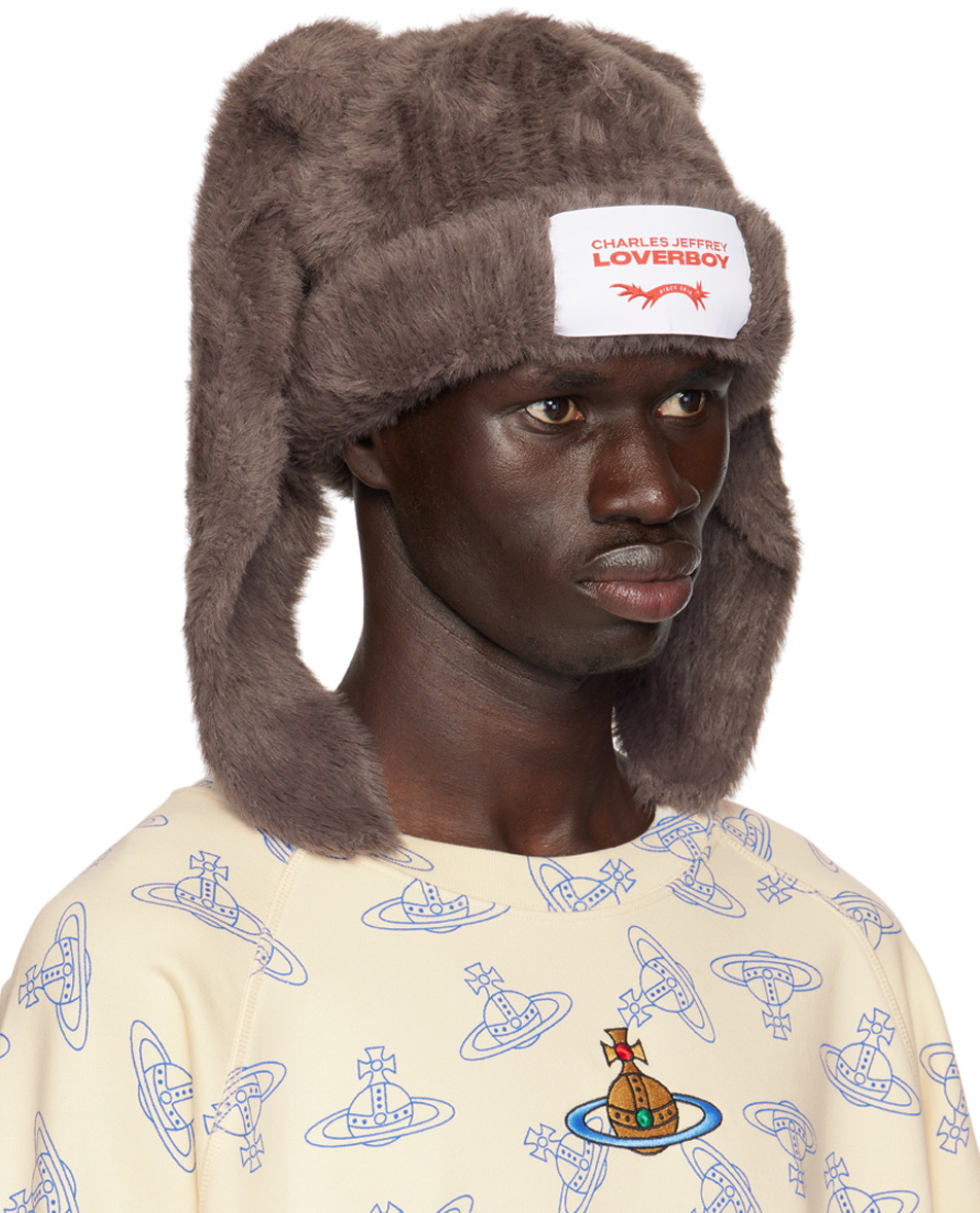 Charles Jeffrey LOVERBOY Brown Fluffy Chunky Rabbit Beanie Charles