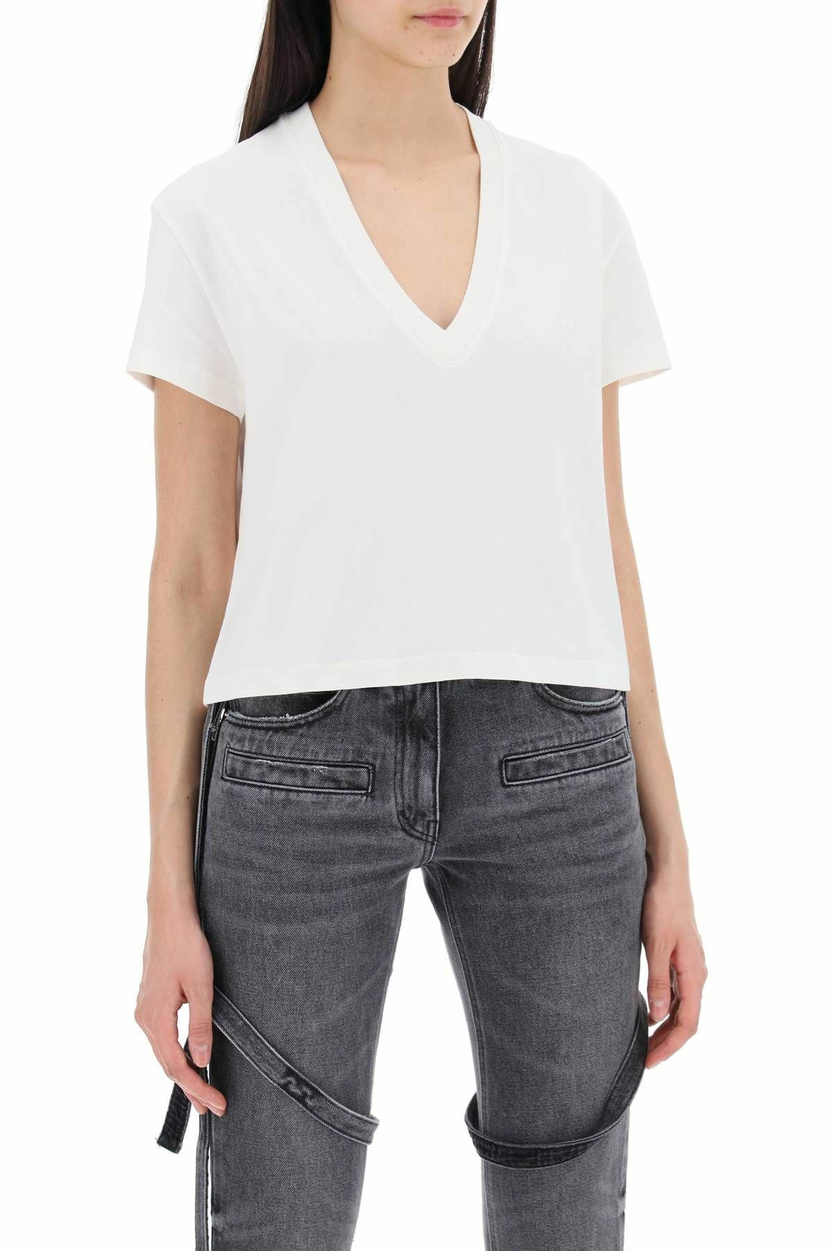 COURREGES cropped logo t-shirt with White Courreges