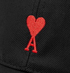 AMI - Logo-Embroidered Cotton-Twill Baseball Cap - Men - Black