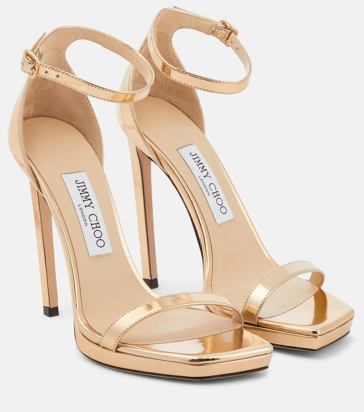 Jimmy Choo Max 150 Leather Lizard-embossed Platform Sandals in Metallic |  Lyst