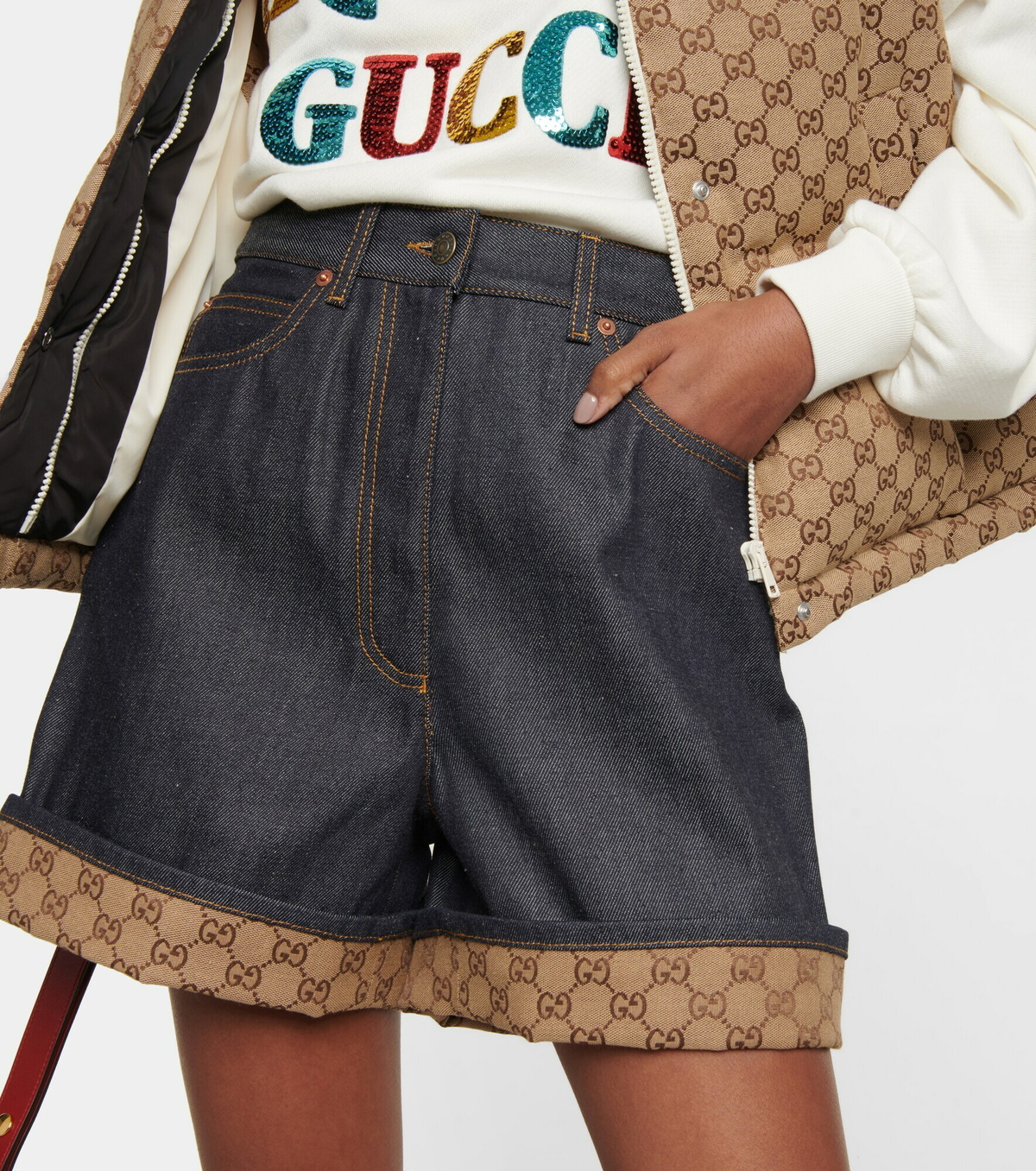 Gucci - High-rise denim shorts Gucci