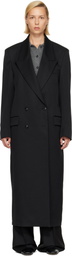 Róhe Black Double Breasted Tailored Coat