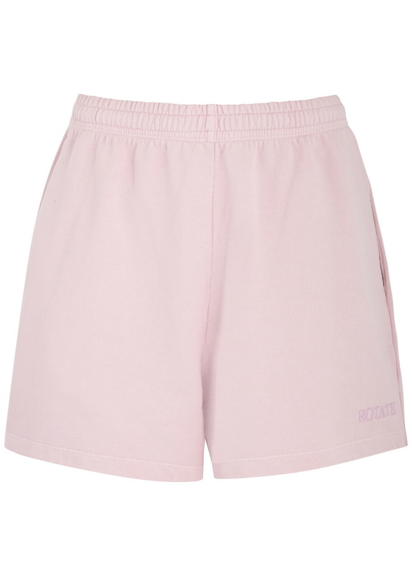 Photo: Rotate Sunday Logo-embroidered Cotton Shorts Pink