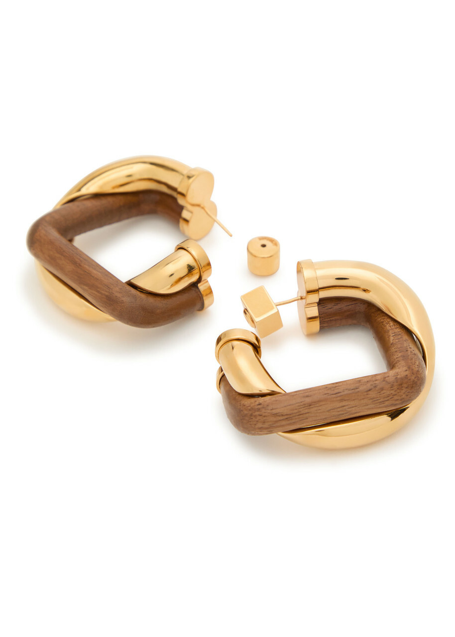 Jacquemus Les Doppio Two-tone Wooden Hoop Earrings - Brown - One Size