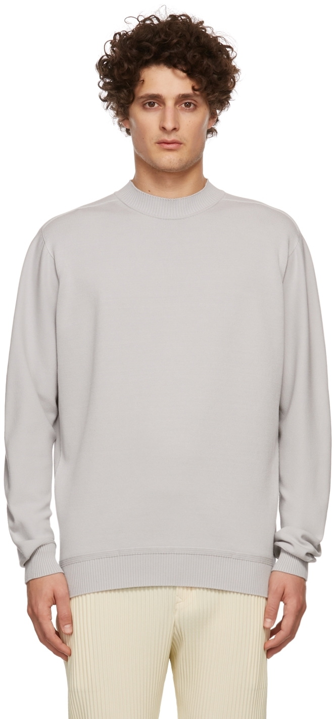 Homme Plissé Issey Miyake Grey Smooth Knit Sweater Homme Plisse