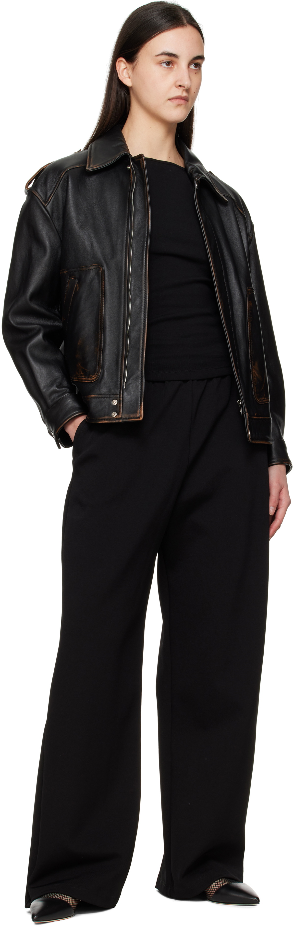 WARDROBE.NYC Black Semi Matte Track Lounge Pants