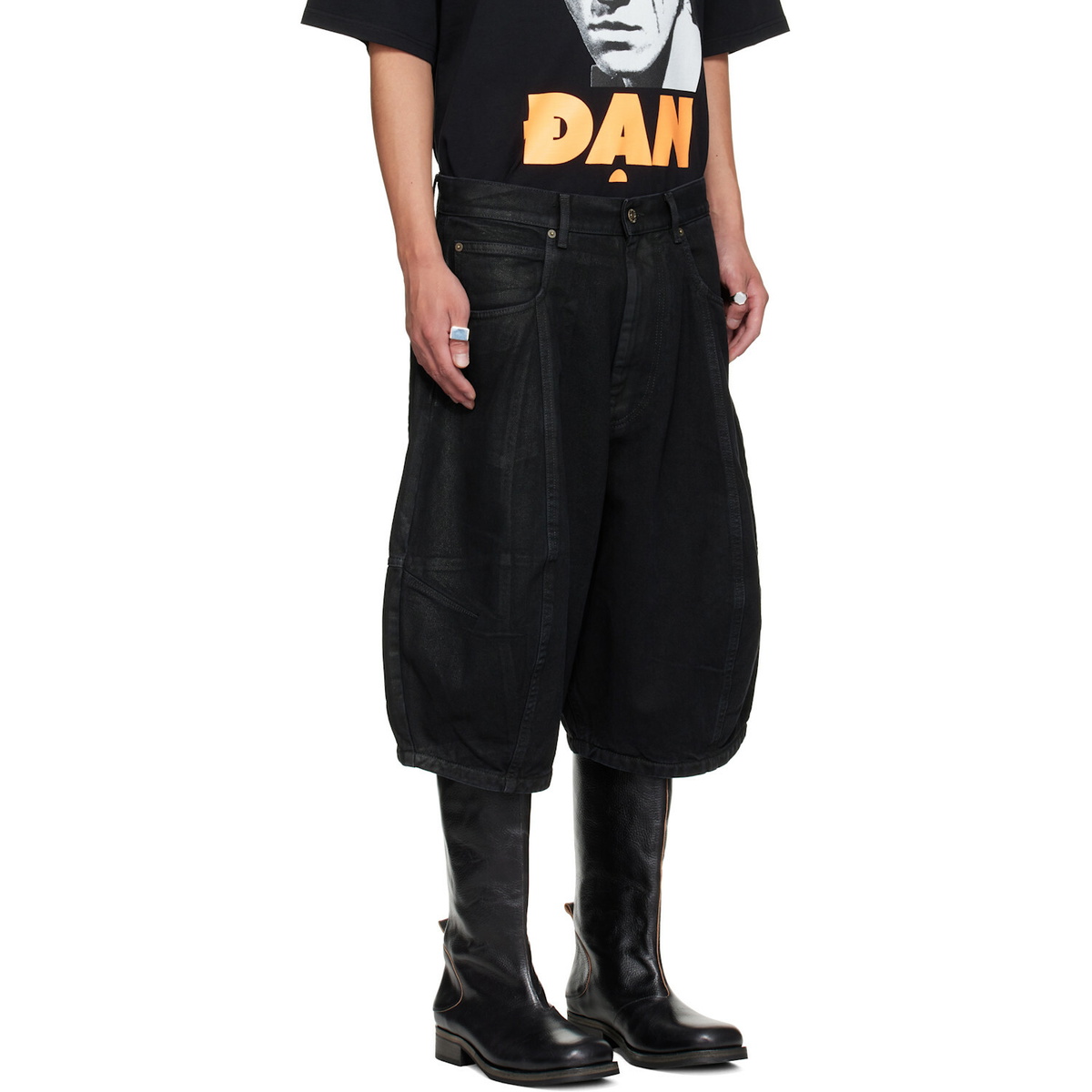 LU'U DAN Black Puffa Shorts