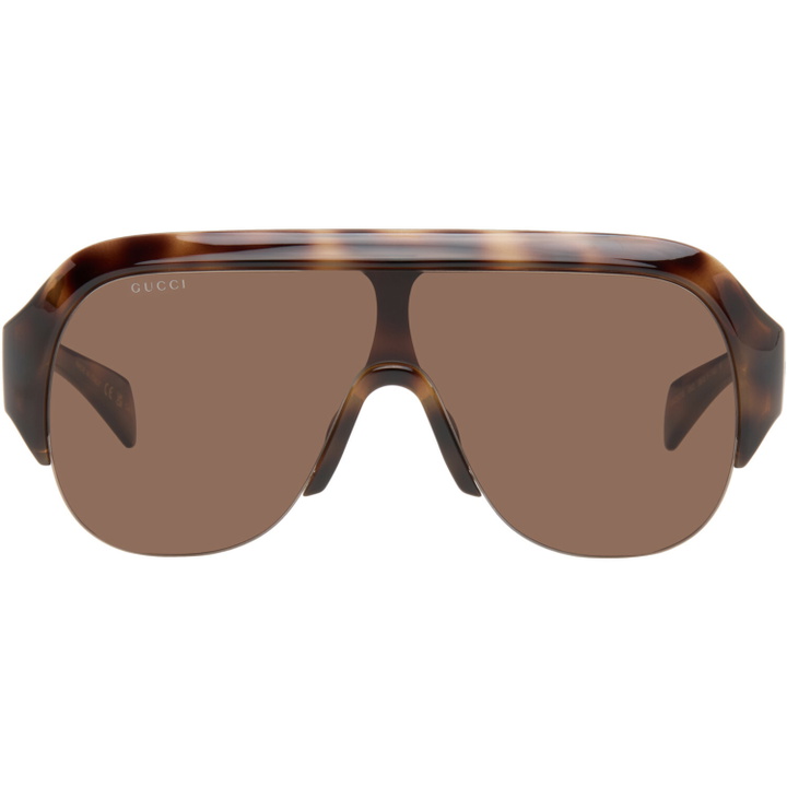 Photo: Gucci Brown Shield Sunglasses