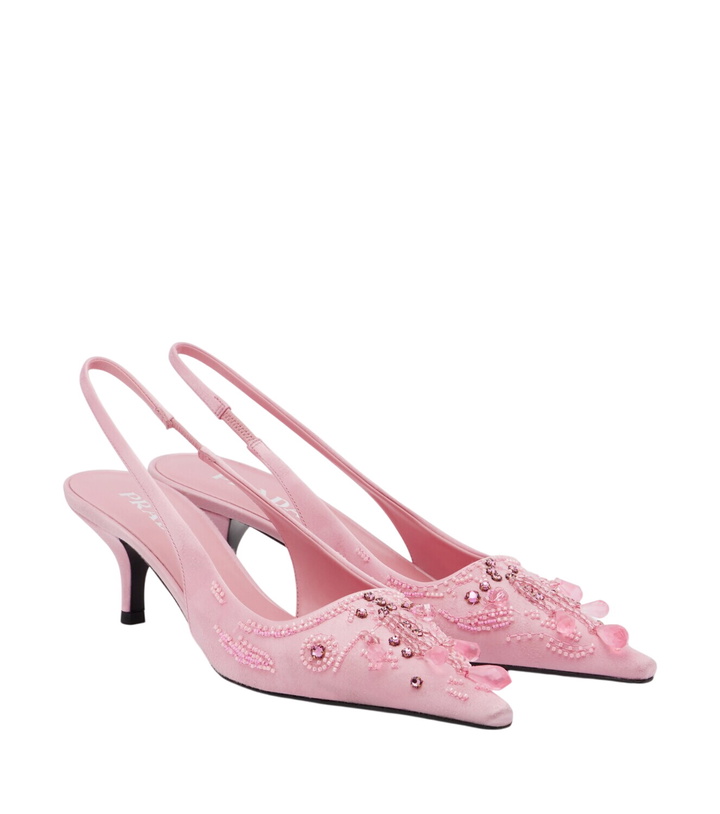 Photo: Prada Embellished satin slingback pumps