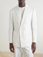 Canali - Double-Breasted Linen and Silk-Blend Suit Jacket - White