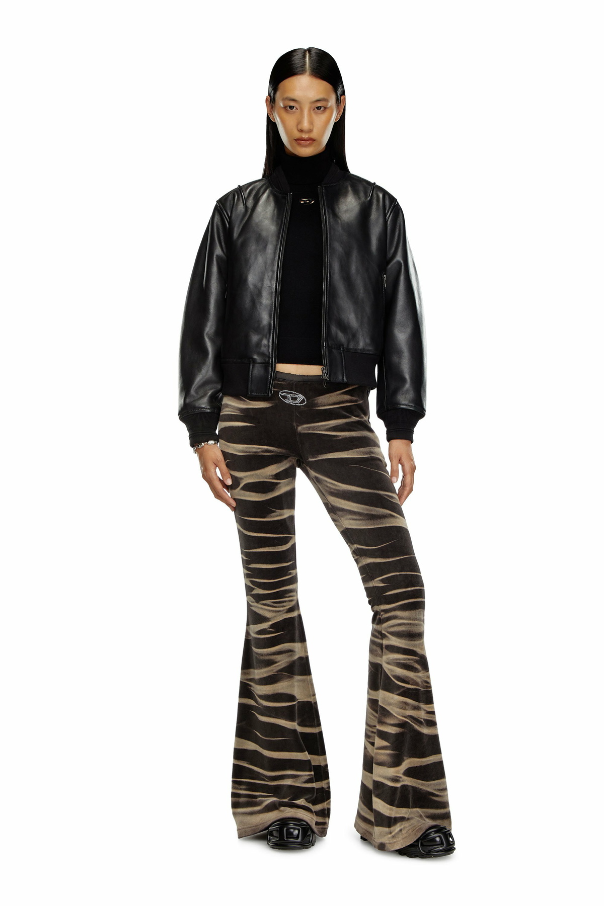 Diesel Oversized leather bomber jacket - Leather jackets Womens in 