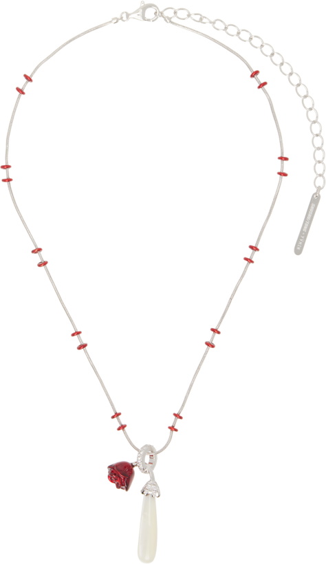 Photo: SHUSHU/TONG YVMIN Edition Faux-Pearl Drop Sleeping Rose Snake Bone Necklace