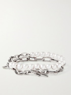 M.COHEN - Trio Elm Burnished Sterling Silver and Pearl Bracelet - Silver