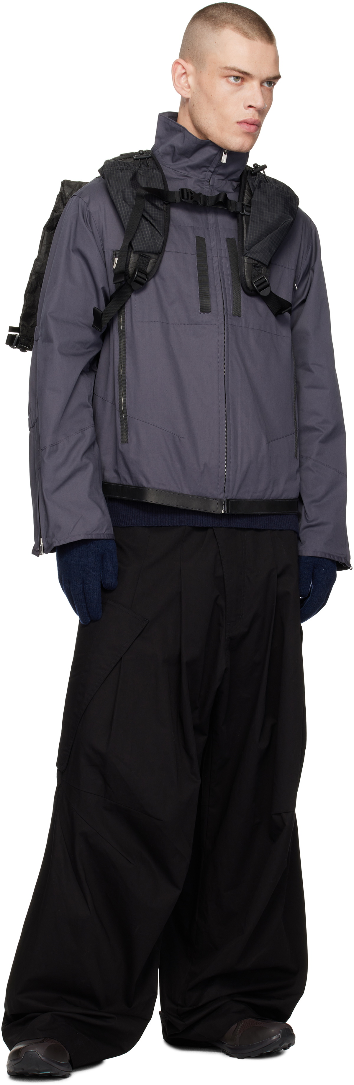 FFFPOSTALSERVICE Black Wide Belted Draped Pocket Trousers