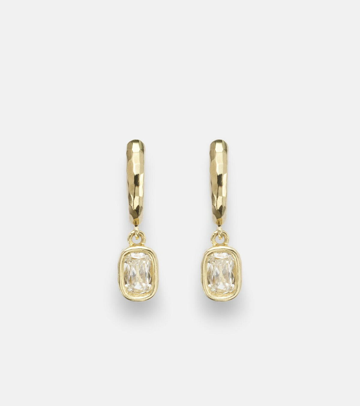 Octavia Elizabeth Hidden Gem 18kt gold huggies with diamonds