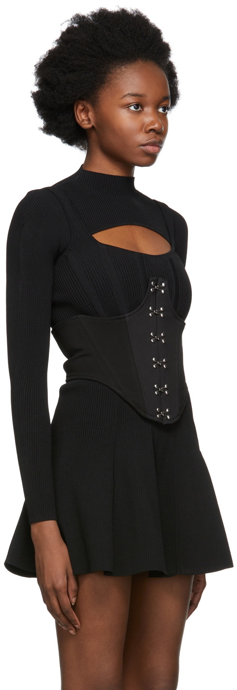 Dion Lee Black Bonded Cotton Under Corset