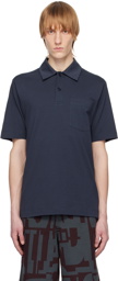 Dries Van Noten Navy Pocket Polo