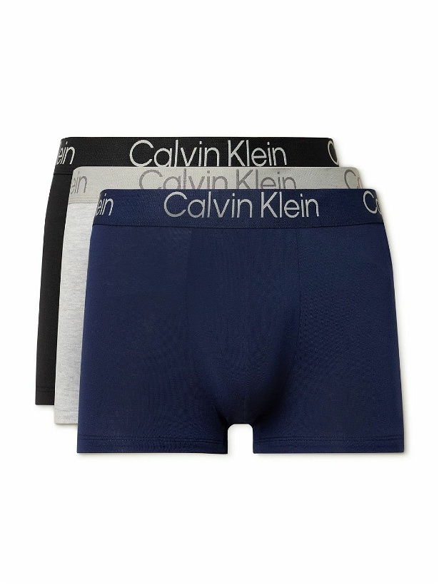 Photo: Calvin Klein Underwear - Ultra Soft Modern Three-Pack Stretch-Modal Trunks - Blue