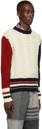 Thom Browne Wool RWB Stripe Cable Sweater