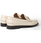 GUCCI - Kaveh Webbing-Trimmed Leather Loafers - White
