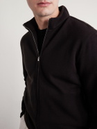 Zegna - Honeycomb-Knit Cotton, Wool and Silk-Blend Zip-Up Sweater - Brown