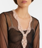 Valentino Lace-trimmed sheer mesh cardigan
