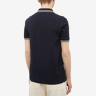 Fred Perry Men's Slim Fit Twin Tipped Polo Shirt in Navy/Ecru/Golden Hour