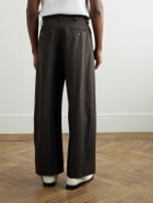 Small Talk - Straight-Leg Pleated Cotton-Canvas Suit Trousers - Brown