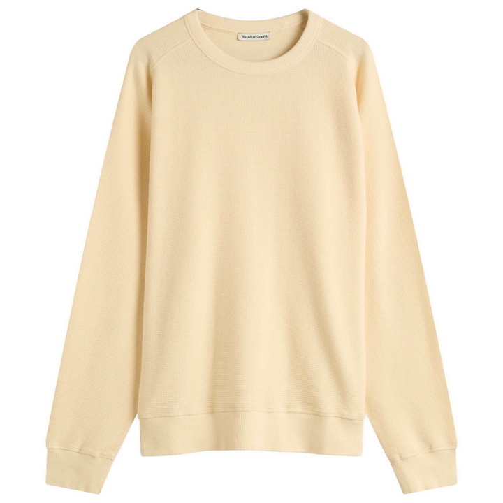 Photo: YMC Men's Almost Grown Waffle Sweatshirt in Off White