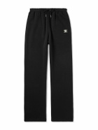 CELINE - Triomphe Straight-Leg Logo-Embroidered Cotton and Cashmere-Blend Jersey Sweatpants - Black