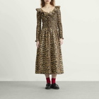 Damson Madder Women's Harper Shirred Midi Dress in Leopard