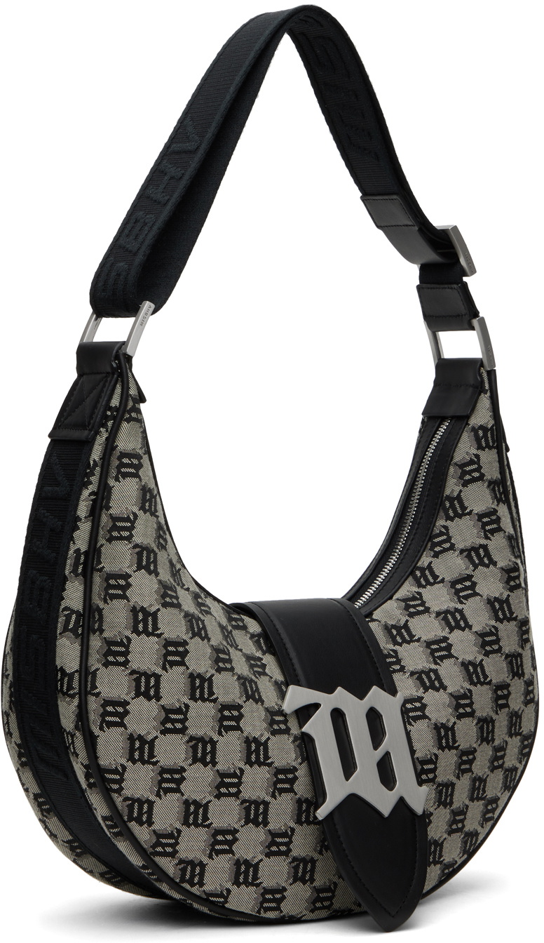 MISBHV Taupe & Black Jacquard Monogram Moon Bag
