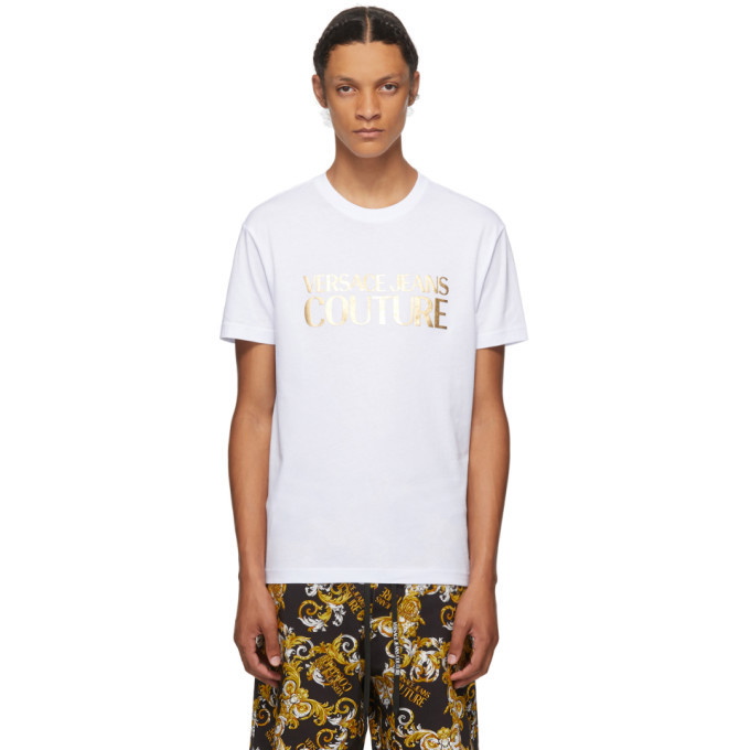 Photo: Versace Jeans Couture White and Gold Logo T-Shirt