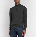 Hugo Boss - Slim-Fit Cotton Half-Zip Sweater - Gray
