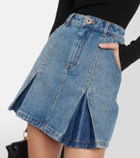 Balmain Pleated denim mini skirt