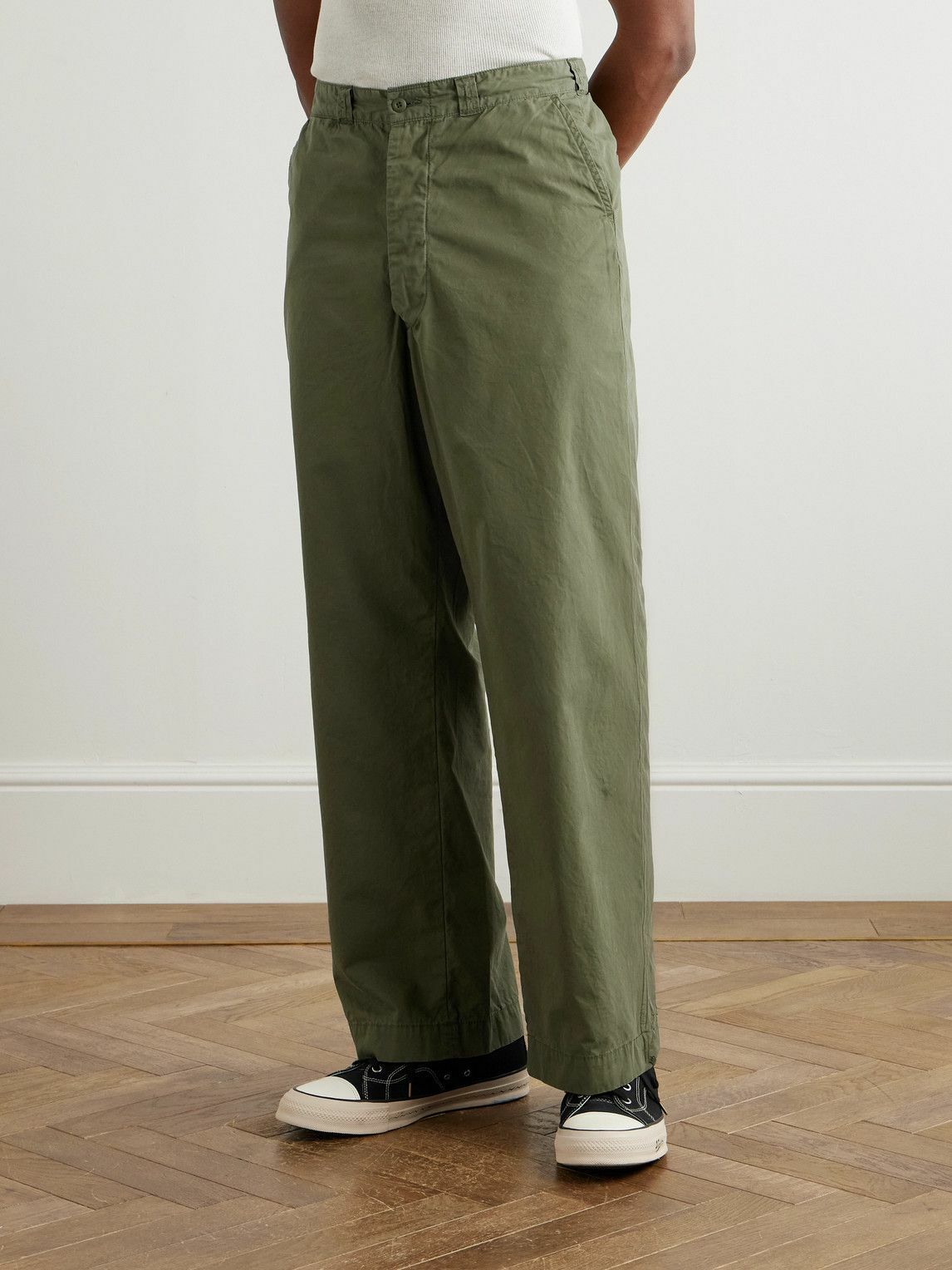 Remi Relief - Straight-Leg Cotton-Canvas Trousers - Green