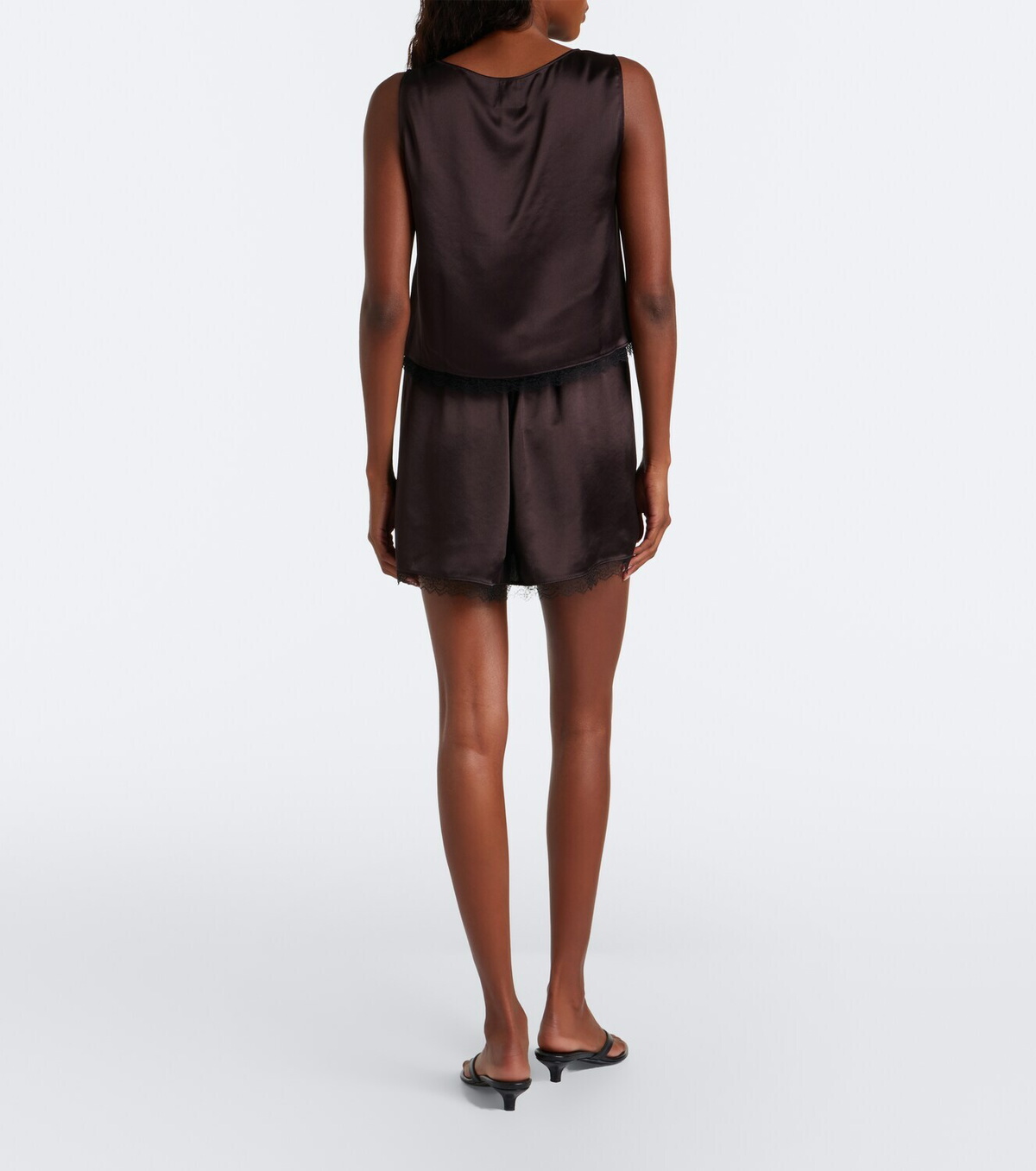 Leset Barb lace-trimmed satin miniskirt