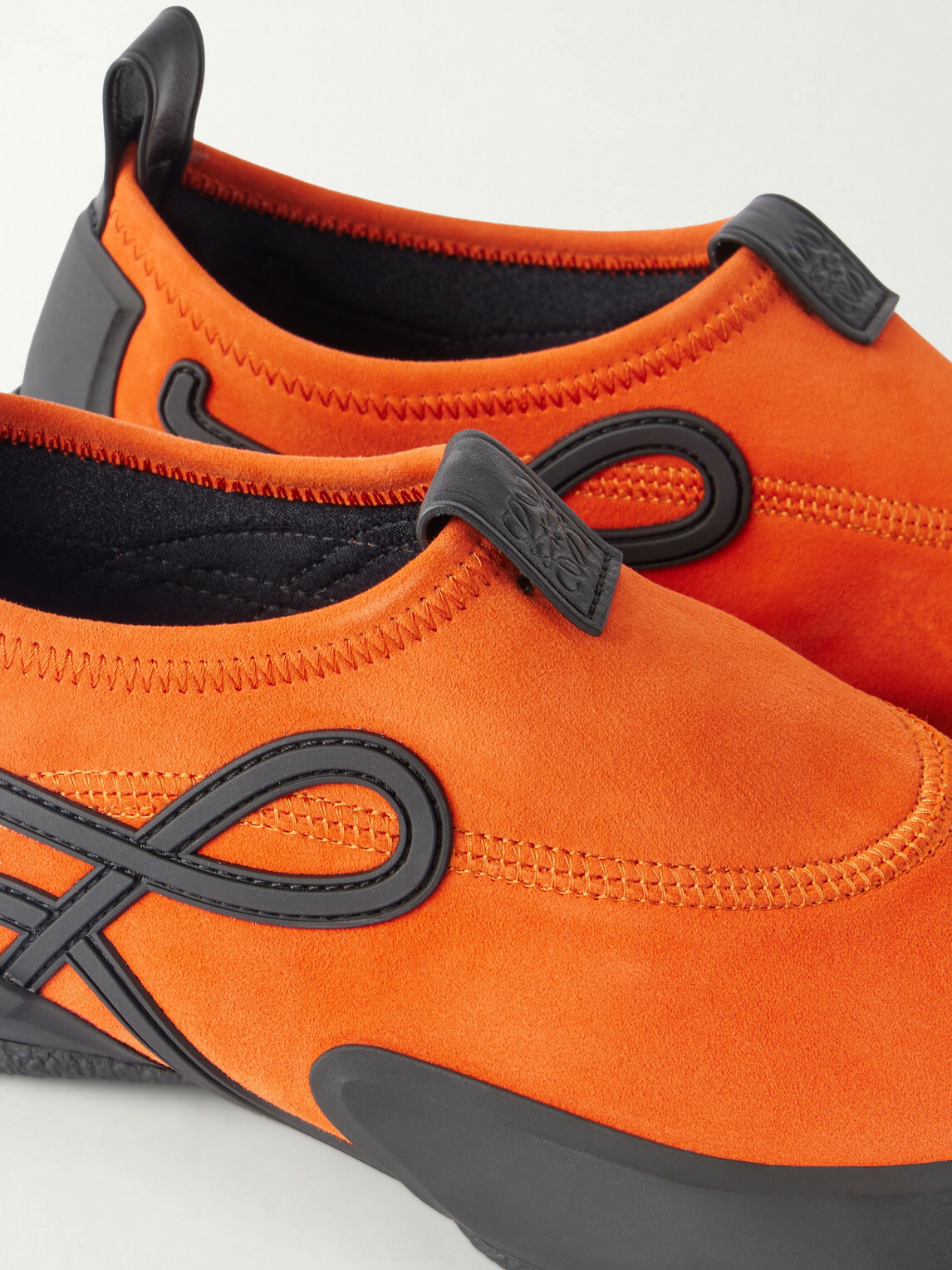 LOEWE - Grip Aqua Rubber-Trimmed Stretch Suede Sneakers - Orange