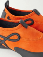 LOEWE - Grip Aqua Rubber-Trimmed Stretch Suede Sneakers - Orange