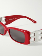 Balenciaga - Rectangular-Frame Acetate and Silver-Tone Sunglasses