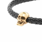 Alexander McQueen Men's Leather Skull Bracelet in Black/Gold