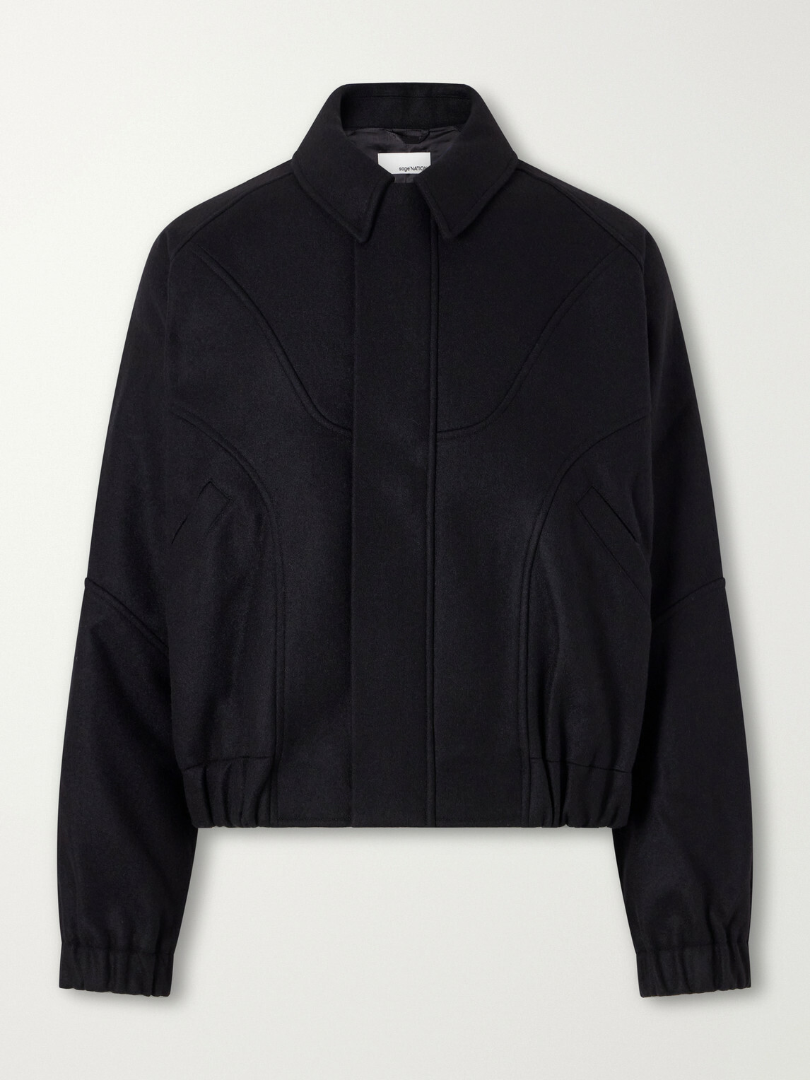SAGE NATION - Jiji Paneled Melton Wool Jacket - Black
