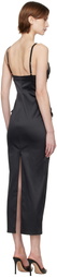Fleur du Mal Black Seduce-U Plunge Midi Dress