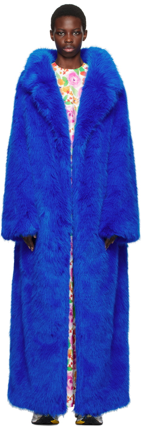 ジャケット・アウター BALENCIAGA fur coat navy F BALENCIAGA rabbit/fox fur brown/black suede leather coat
