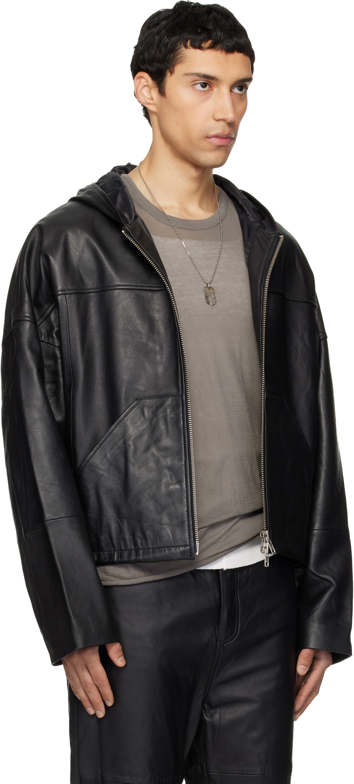 Deadwood Black Hector Leather Hoodie