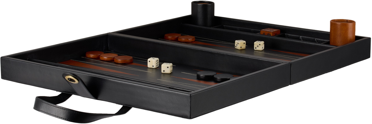 The Conran Shop Black & Brown Tavla Leather Backgammon Set